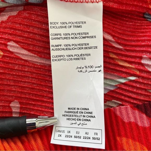 Addition Elle V Neck Ruffle Sleeve Floral Red Top 2X NWT - Picture 8 of 8